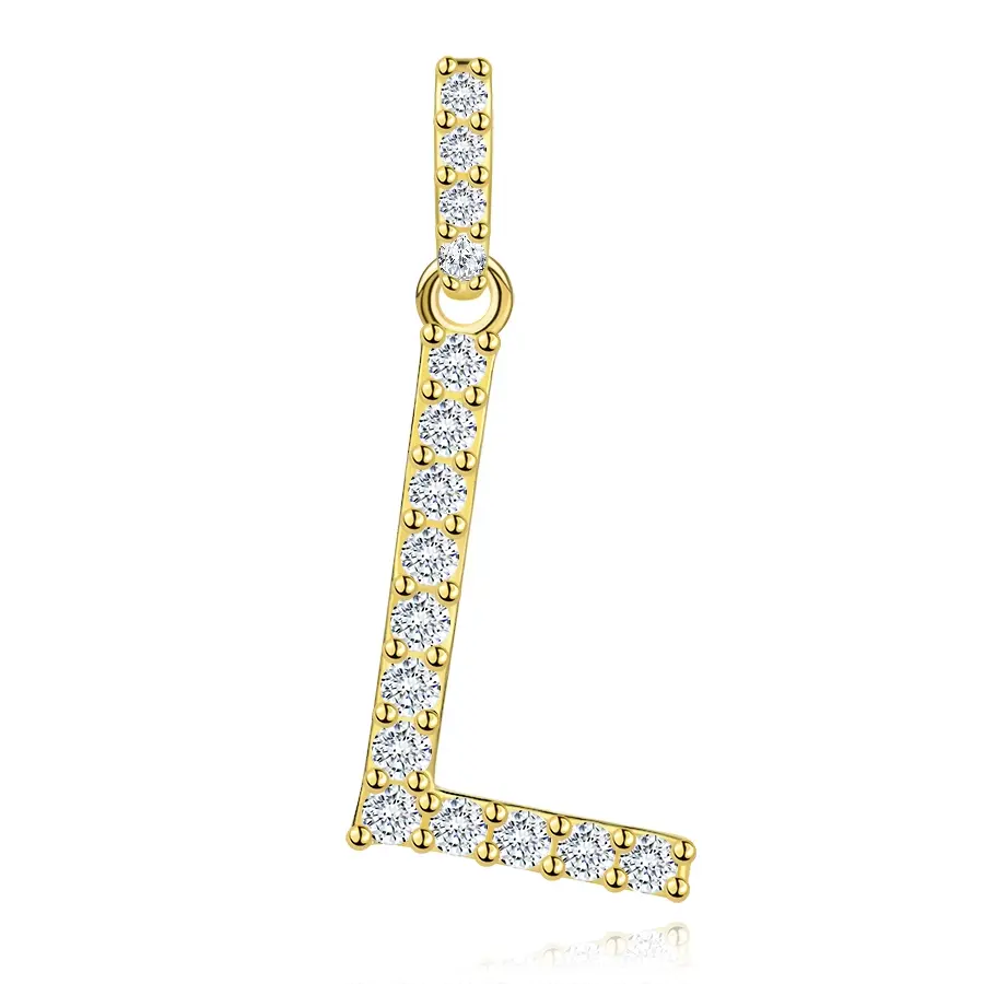 Prívesok z 9K žltého zlata s písmenom L a zirkónmi