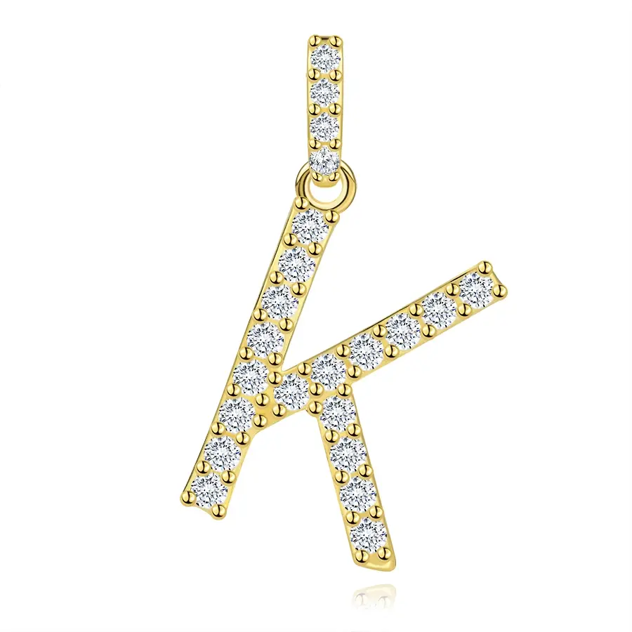 Prívesok z 9K žltého zlata s písmenom K a zirkónmi