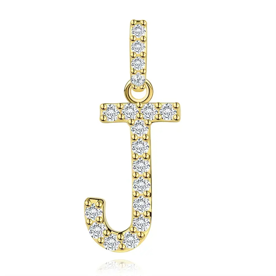 Prívesok z 9K žltého zlata s písmenom J a zirkónmi