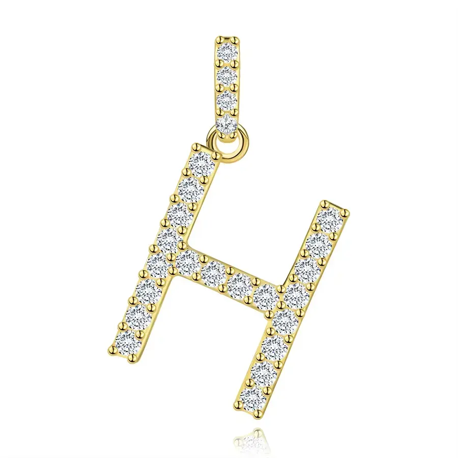 Prívesok z 9K žltého zlata s písmenom H a zirkónmi