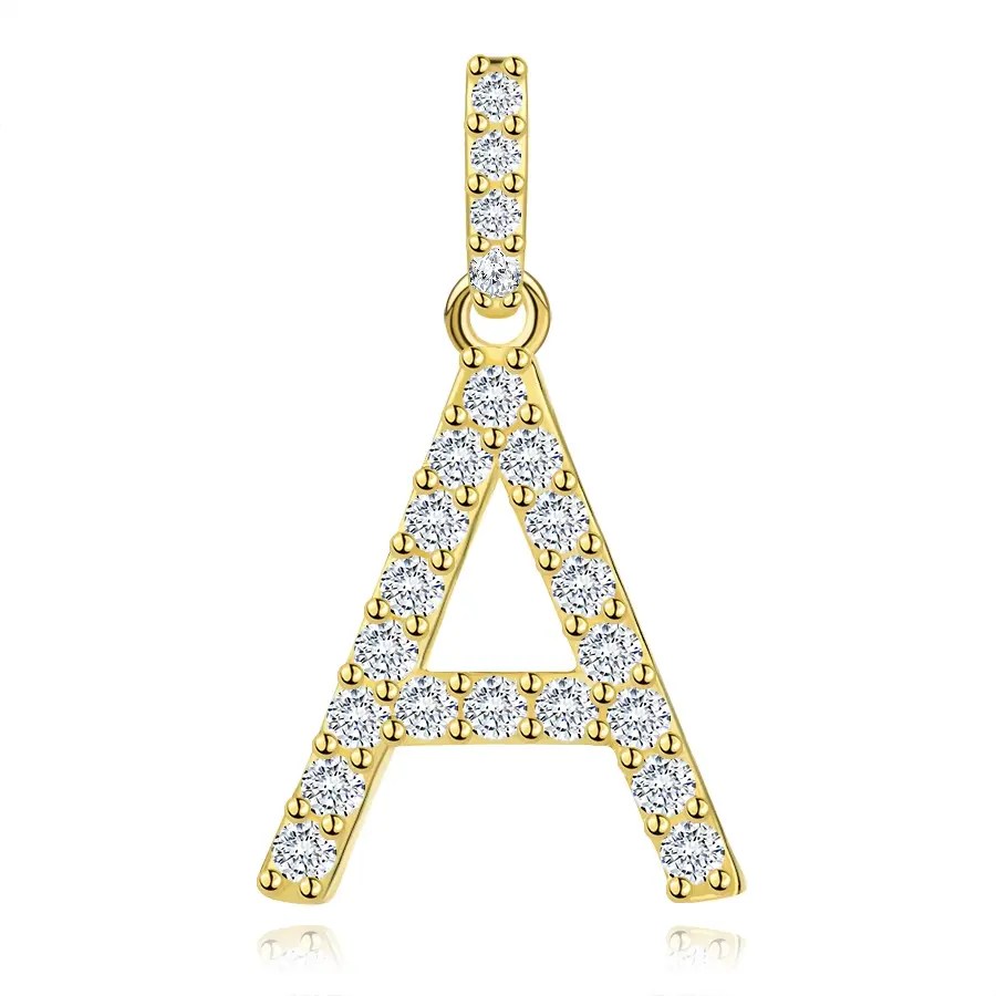 Prívesok z 9K žltého zlata s písmenom A a zirkónmi