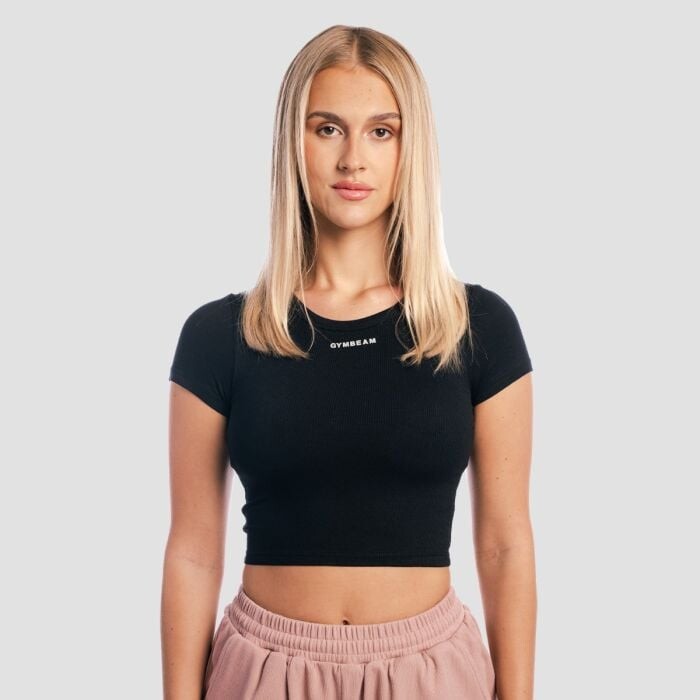 GymBeam Dámske tričko Cropped Aura Black  M