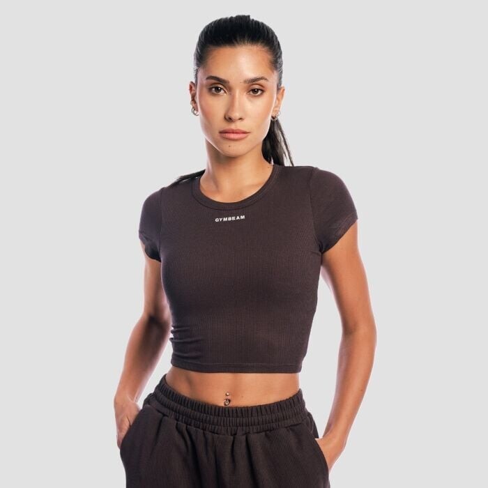 GymBeam Dámske tričko Cropped Aura Tee Brown  L