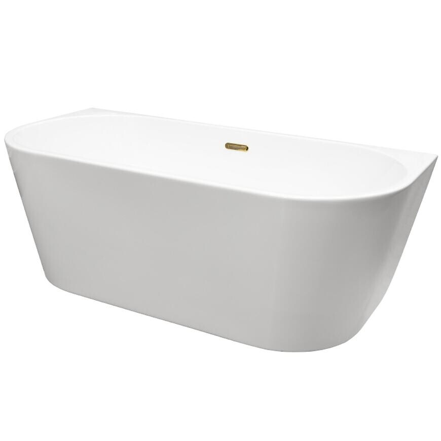 Voľne stojaca vaňa prístenná Vica New 160/80 + sifón klik-klak čistený z hora s prepadom štrbinovým slim zlatý