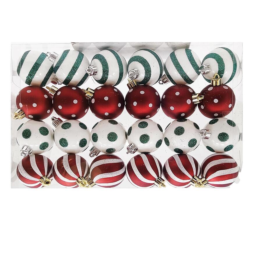 Súprava 24 vianočných gúľ 5 cm mix b24