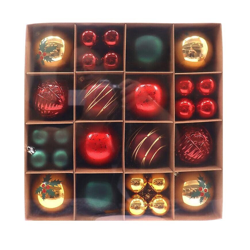 Súprava 44 vianočných gúľ 8 cm + 4 cm mix b44