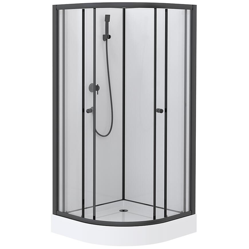 Sprchový box štvrťkruhový Elize 90x90x200 čierny