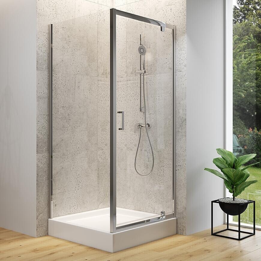 Sprchový kút štvorcový Brasco Pivot 90x90x190 chróm S168-010