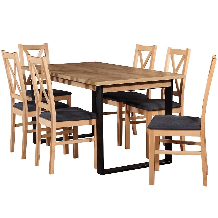 Jedálenská zostava Pandora 1+6 čierna/buk