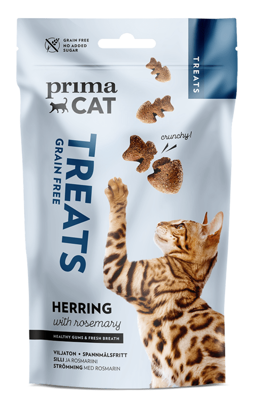 PrimaCat Crunchy Treats so sleďom a rozmarínom - výhodné balenie: 4 × 40 g