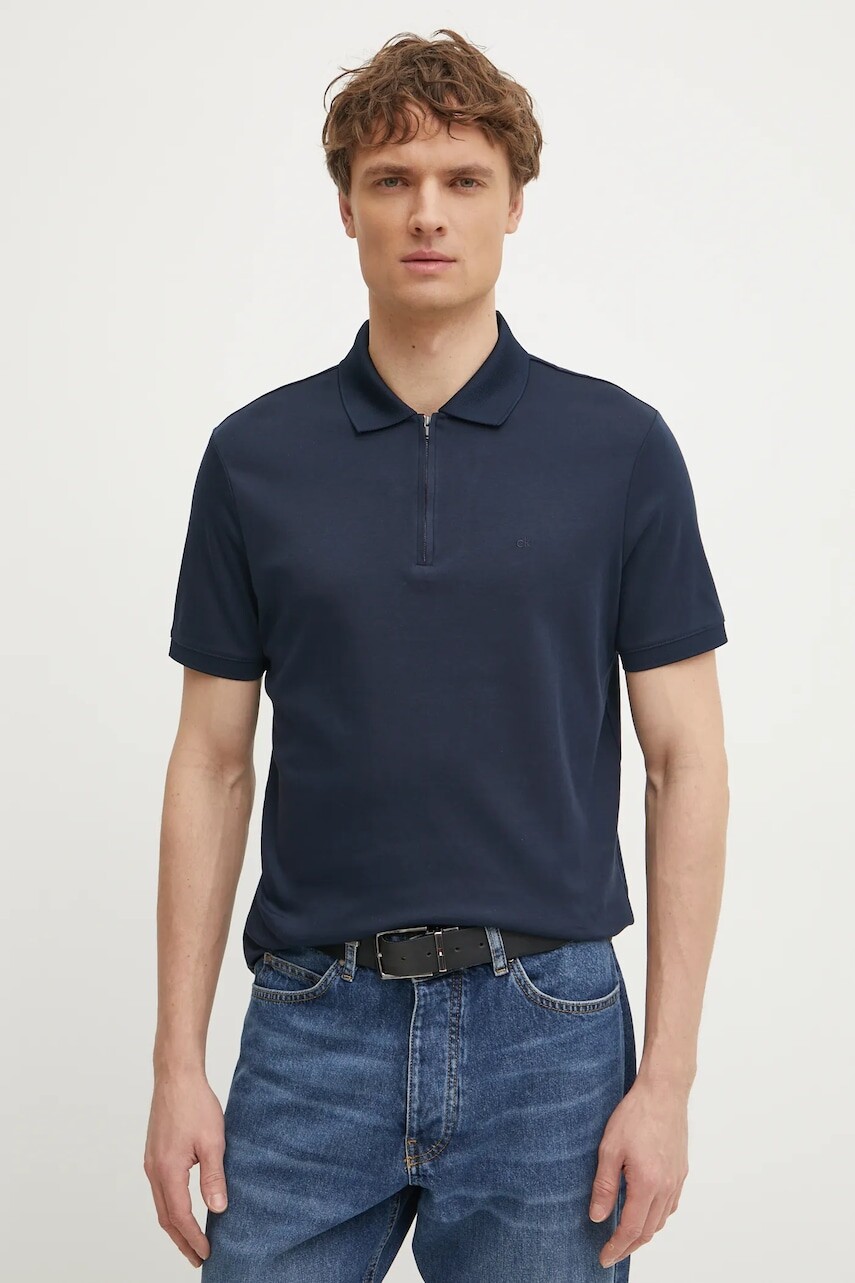 Bavlnené polo tričko Calvin Klein čierna farba, jednofarebné, K10K112754