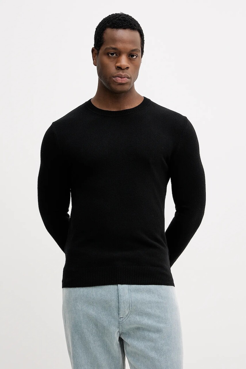 Sveter s prímesou vlny Sisley šedá farba, ľahký, 102HS1B17