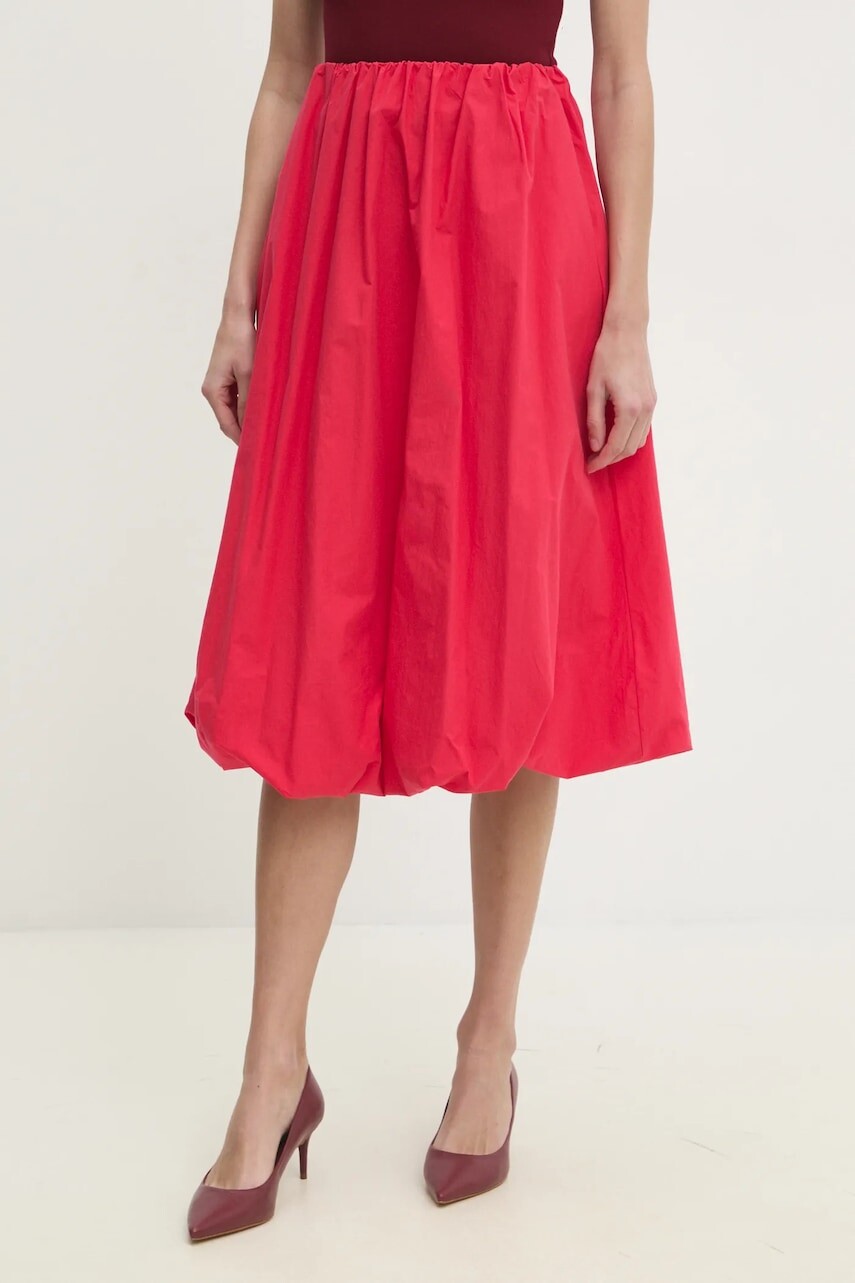 Bavlnená sukňa Answear.LAB červená farba, midi, áčkový strih