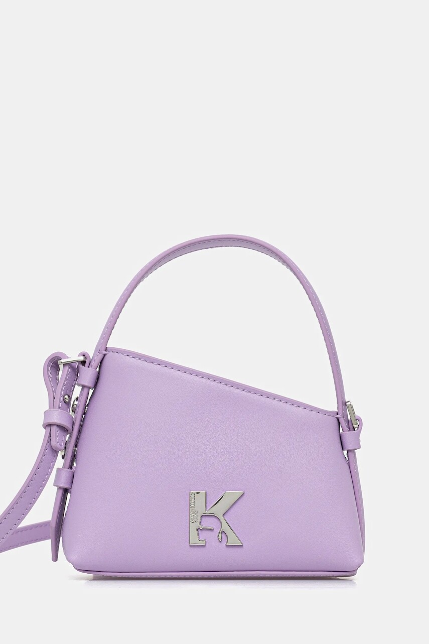 Kožená kabelka Karl Lagerfeld Jeans fialová farba, A3W30289