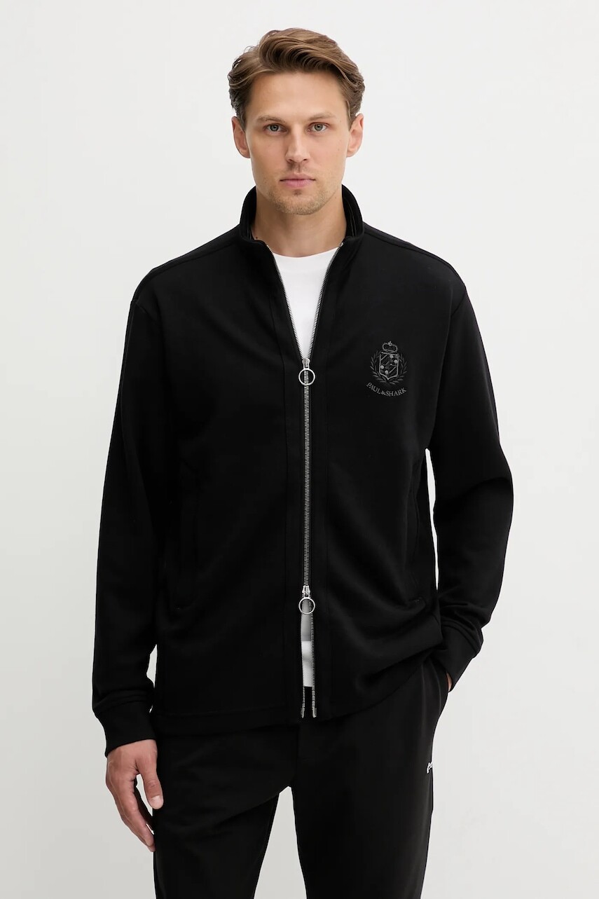 Mikina Paul&Shark čierna farba, s nášivkou, 15311823