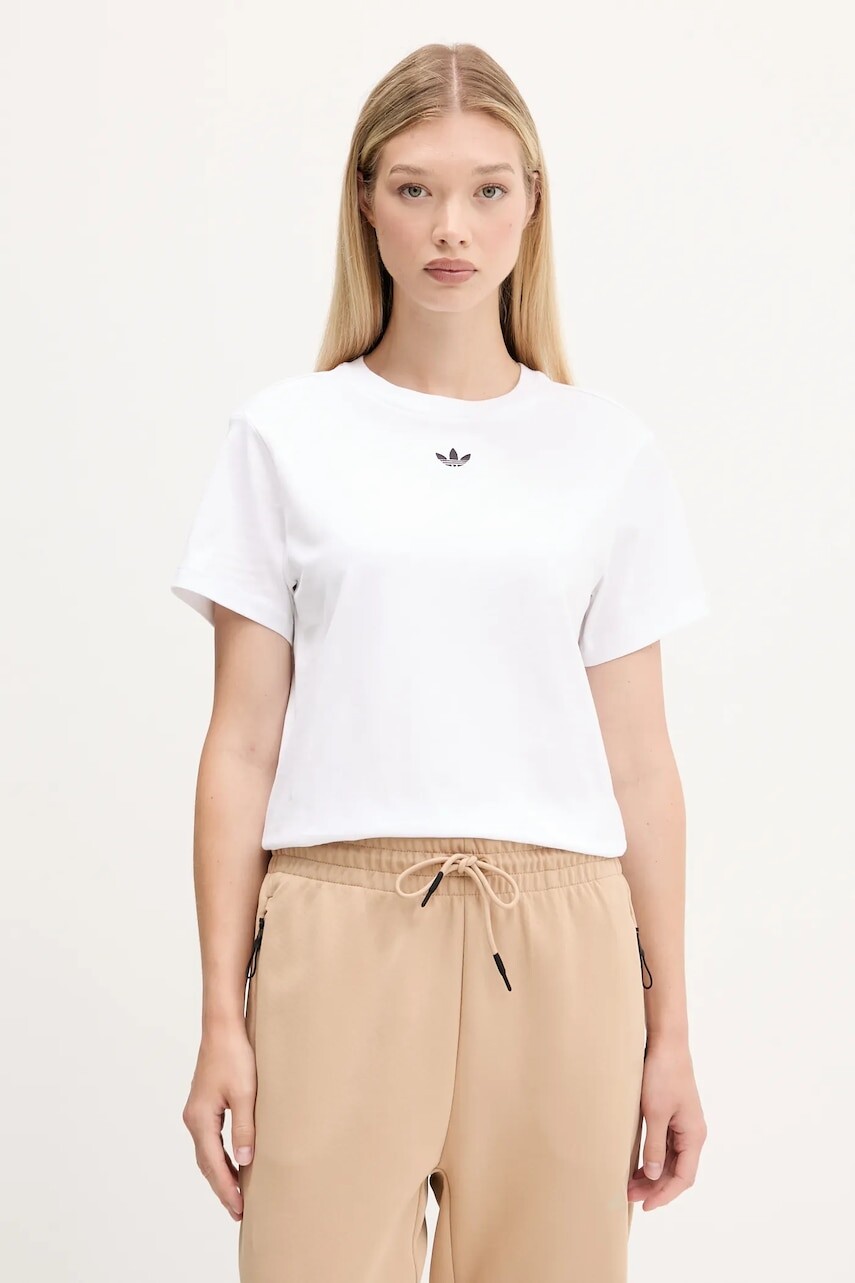 Bavlnené tričko adidas Originals Adibreak dámske, biela farba, JV7207