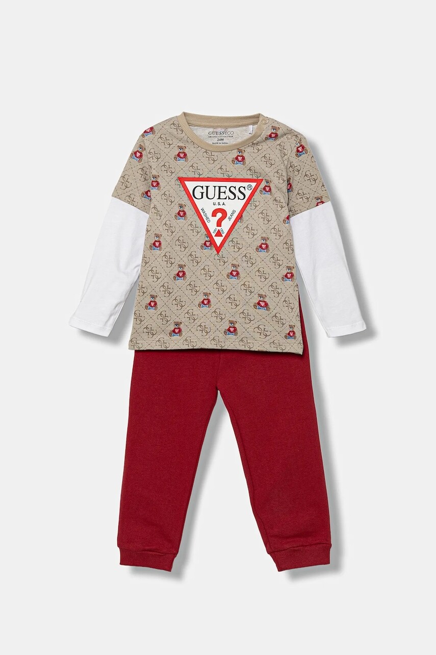Detská bavlnená súprava Guess béžová farba, I5BG17 I3Z14