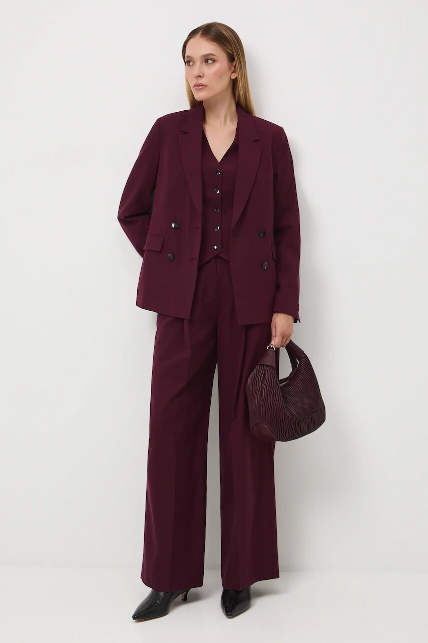 Dvojradové sako Medicine bordová farba, dvojradový, jednofarebná