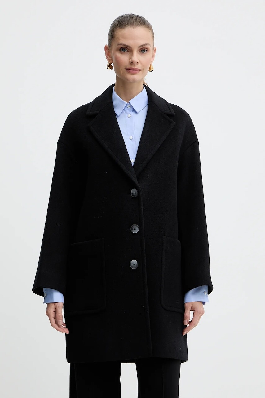 Kabát s prímesou vlny MAX&Co. čierna farba, 2526016023200