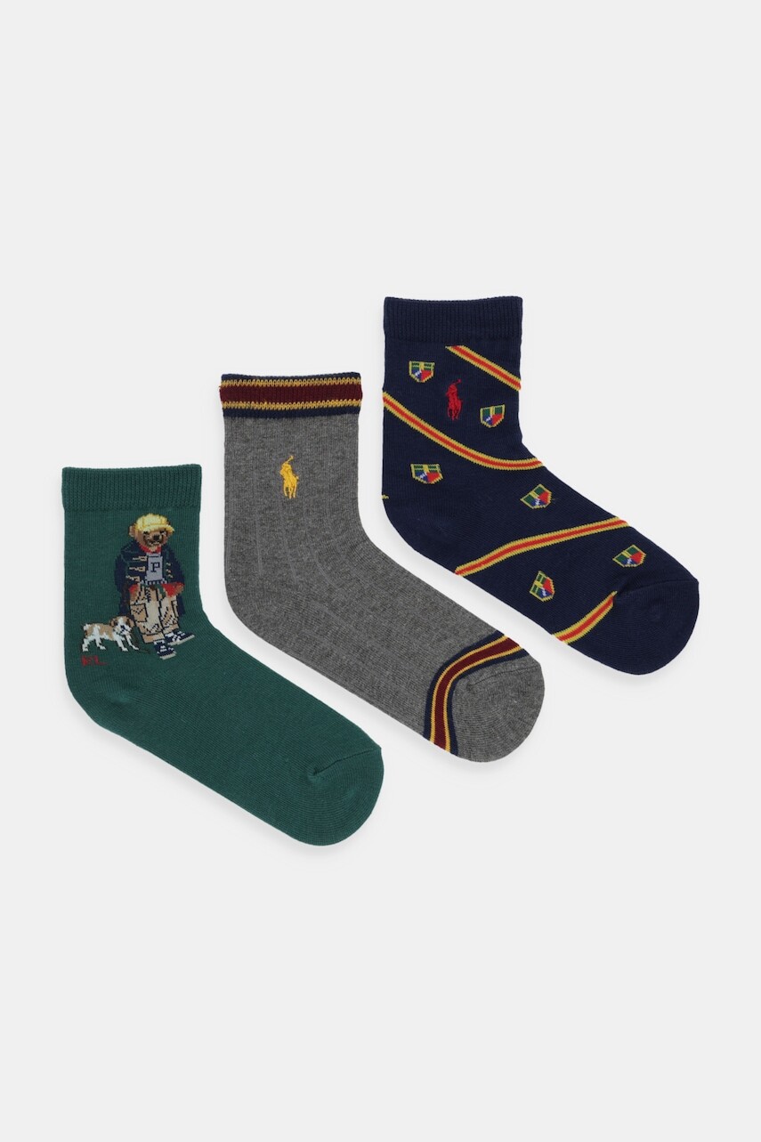 Detské ponožky Polo Ralph Lauren 3-pak zelená farba, 442P03160001
