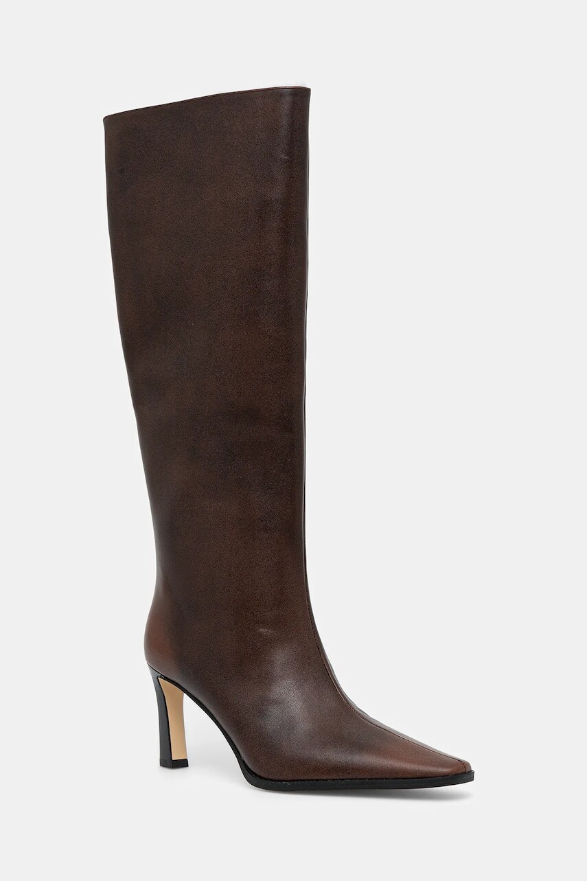 Kožené čižmy MICHAEL Michael Kors Darrah hnedá farba, na podpätku, 40F5DRMB5L.230