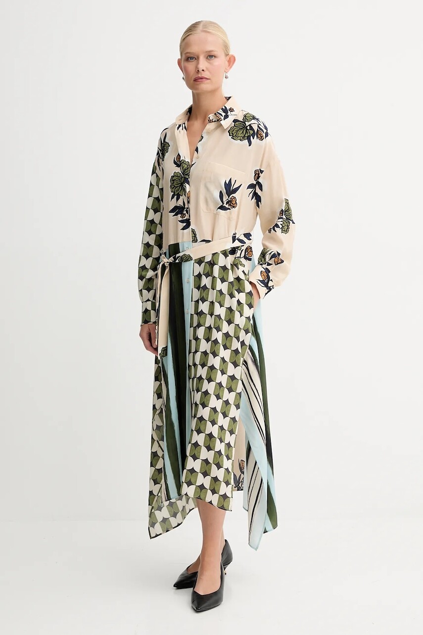 Hodvábne šaty Weekend Max Mara PASSO béžová farba, mini, áčkový strih, 2525226022600