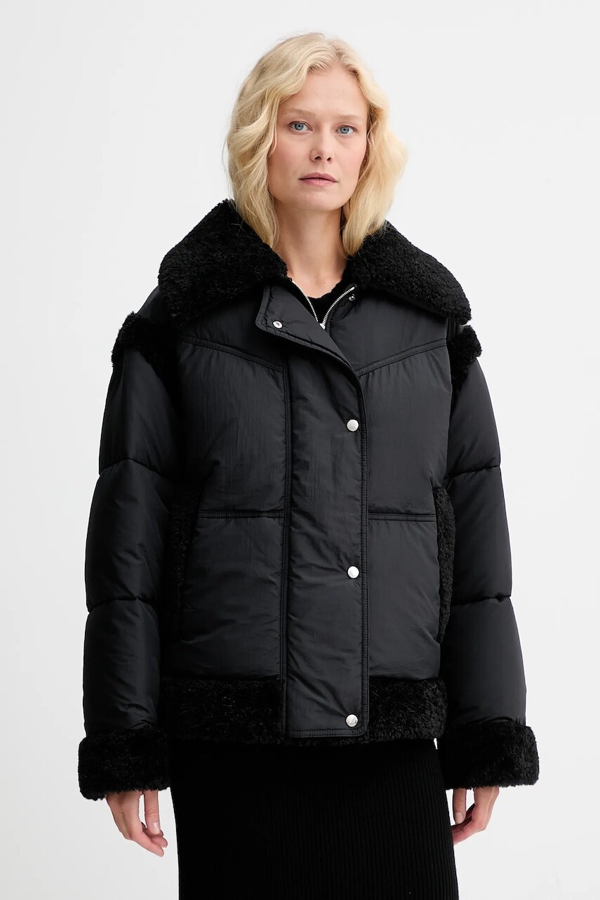 Bunda BOSS Orange čierna farba, zimná, oversize, 50548173