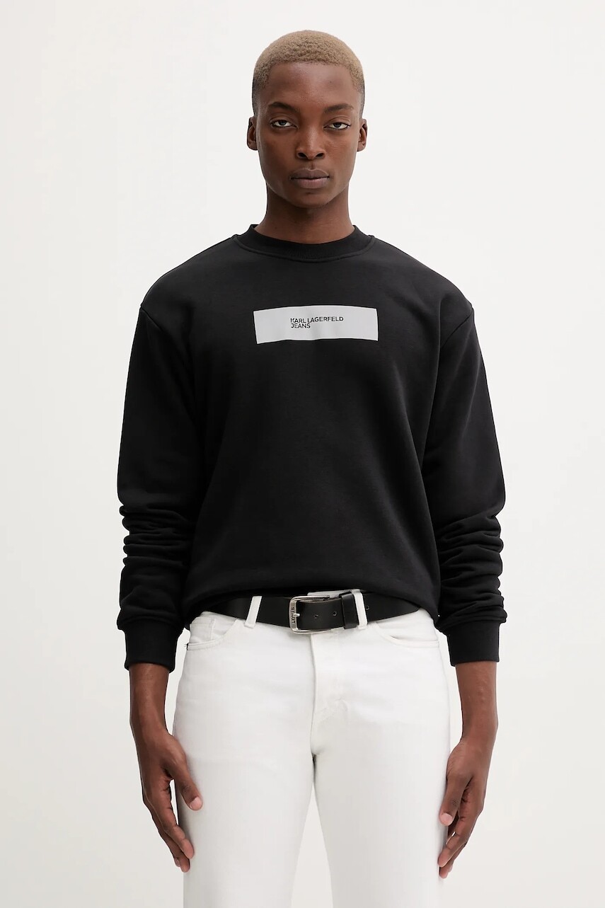 Mikina Karl Lagerfeld Jeans čierna farba, s potlačou, A4M20017