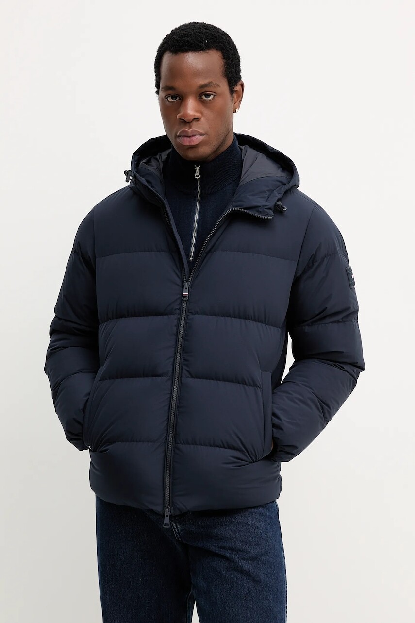 Páperová bunda Tommy Hilfiger tmavomodrá farba, zimná, MW0MW40616