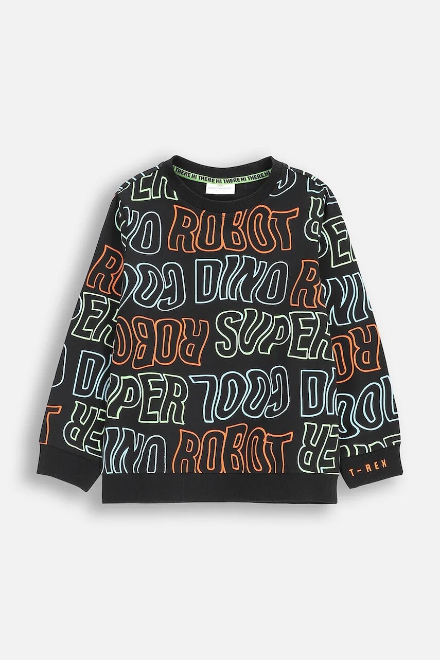 Detská bavlnená mikina Coccodrillo čierna farba, vzorovaná, X-RAY VISION BOY KIDS