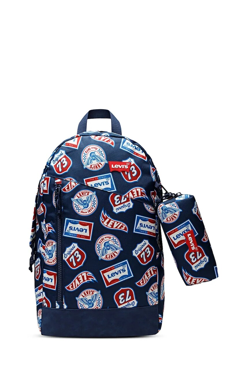 Detský ruksak Levi's EXPLORE PACK W/ PENCIL CASE tmavomodrá farba, veľký, s potlačou, 9A8704