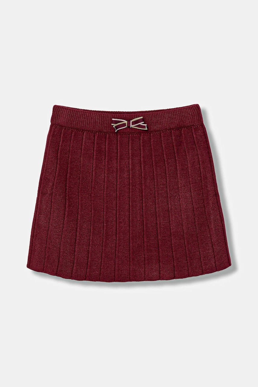 Dievčenská sukňa United Colors of Benetton bordová farba, mini, áčkový strih, 1270C000G