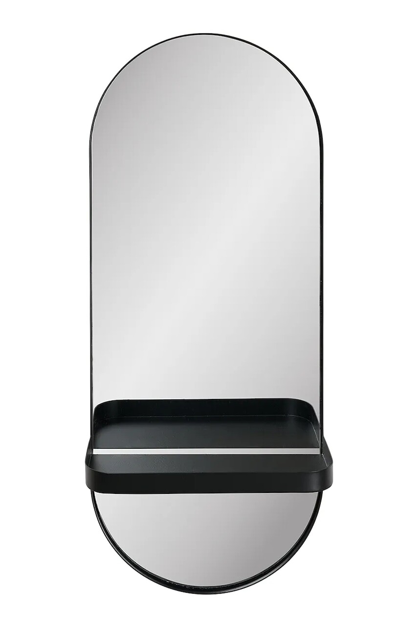 Nástenné zrkadlo s poličkou House Nordic 25 x 12 x 60 cm čierna farba
