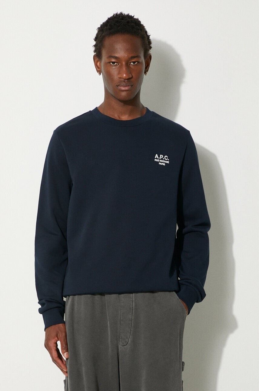 Mikina A.P.C. Standard Rue Madame Gots pánska, tmavomodrá farba, jednofarebná, COHBV-M27913