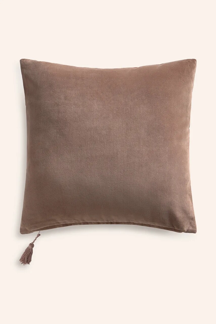 Dekoratívna bavlnená obliečka na vankúš Calma House Velour 45 x 45 cm hnedá farba