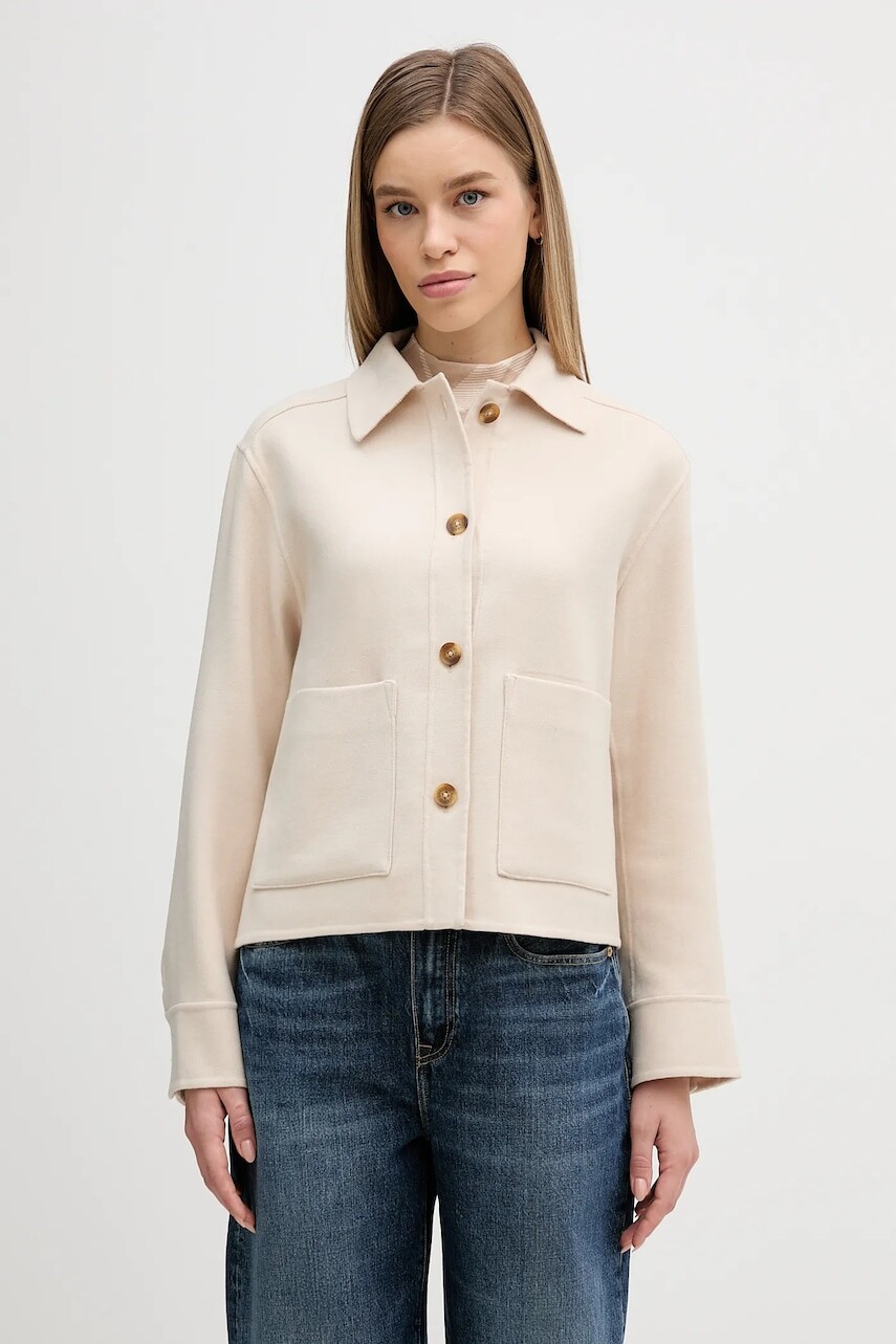 Košeľa s prímesou vlny Barbour Ashdon béžová farba, regular, s klasickým golierom, LOS0082