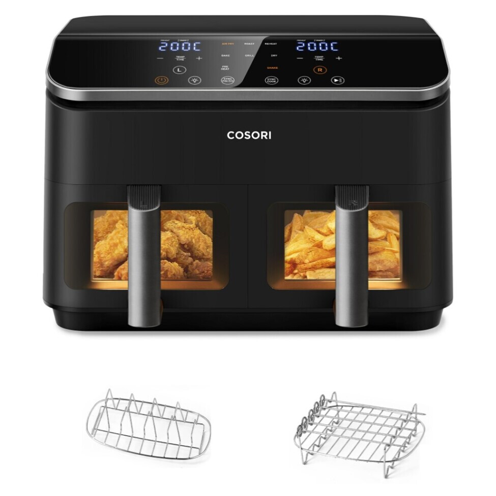 COSORI Dual Basket teplovzdušná fritéza 5x špíz a rošt 8,5 litrov