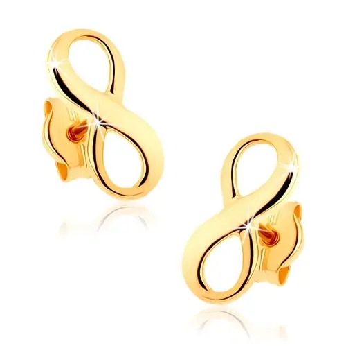 Zlaté 9K náušnice s motívom nekonečna
