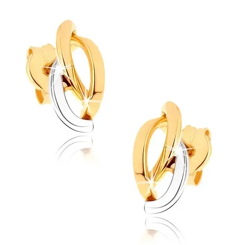 Zlaté 9K náušnice tri asymetricky usporiadané poloblúky