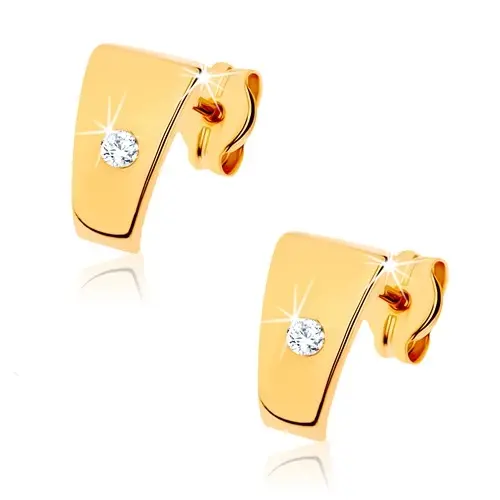 Zlaté náušnice 9K lichobežníky so zirkónom