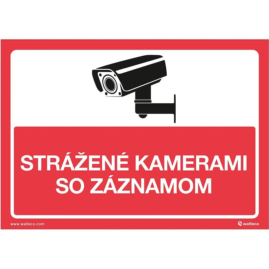 Strážené kamerami zo záznamom – červený A4, 210 x 297 mm