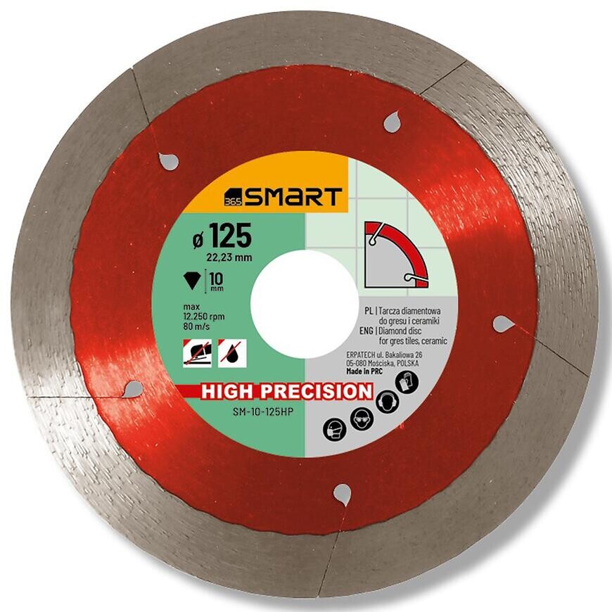 Diamantový kotúč 125 mm na rezanie gresu, glazúry, keramických materiálov SM-10-125HP
