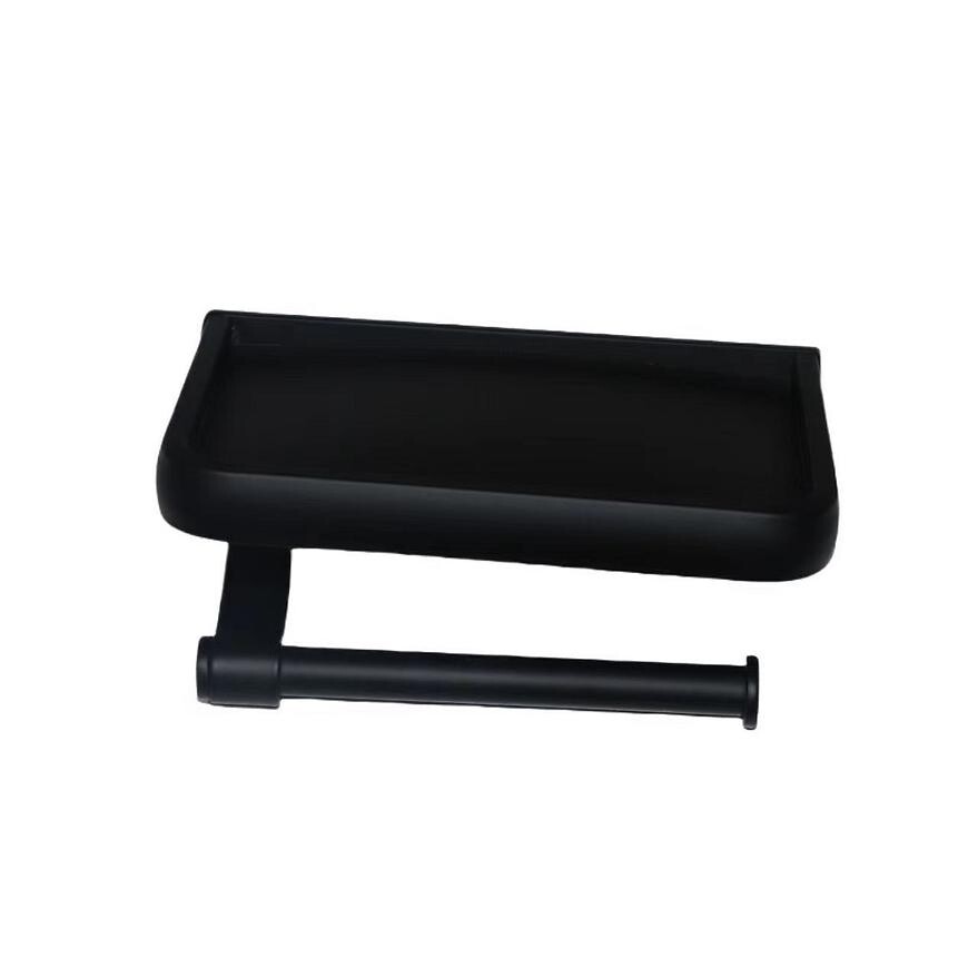 Držiak na toaletný papier s poličkou, čierna