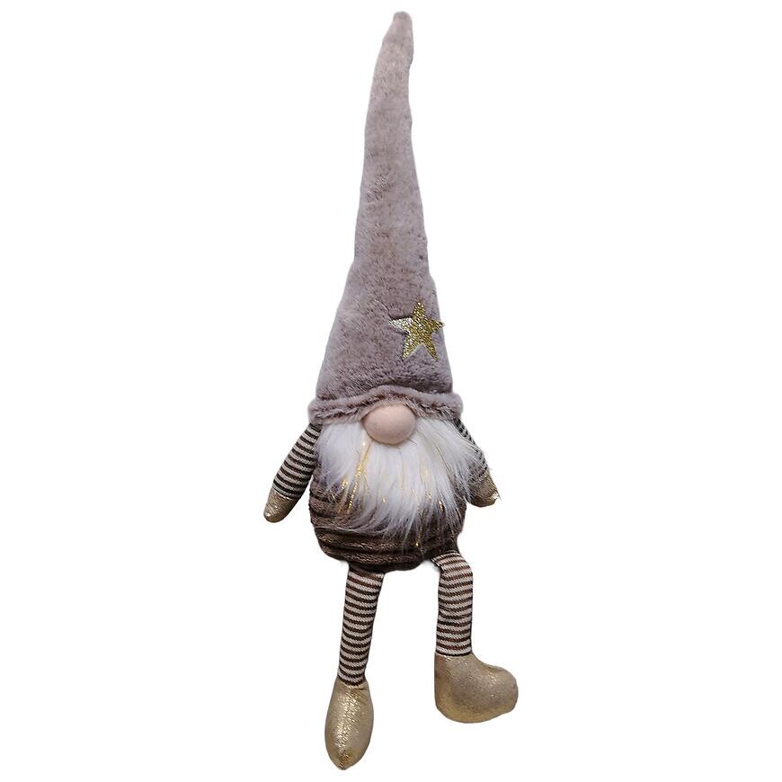 Škriatok hnedý visiace nohy 54 cm 57hy250746