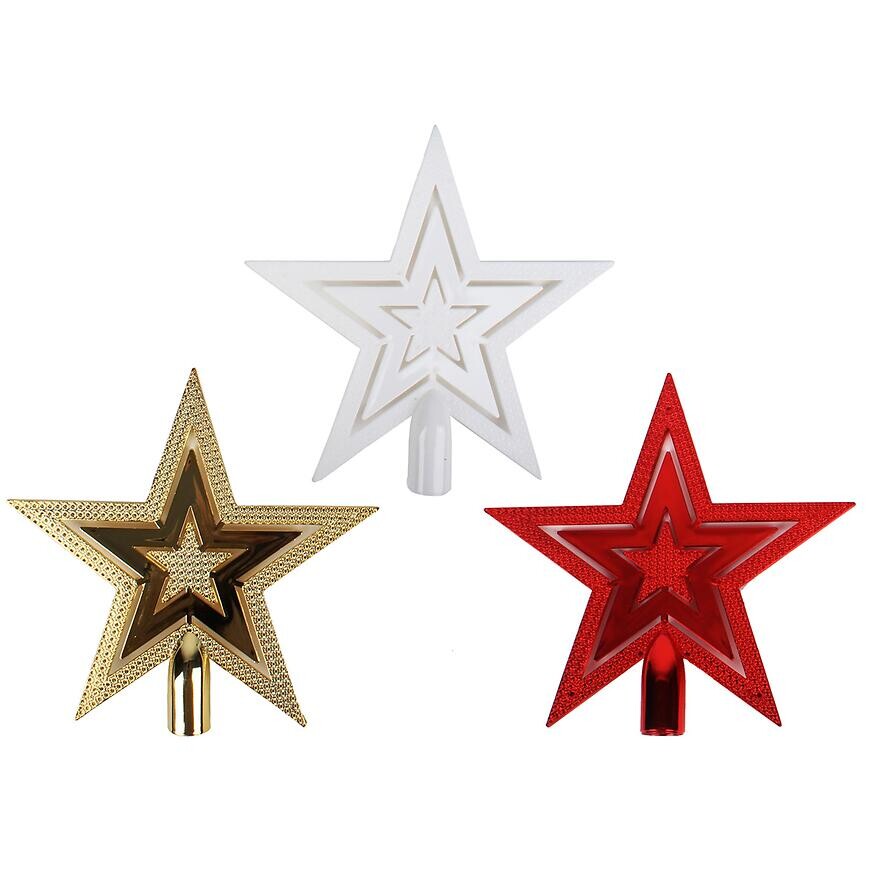 Špička na vianočný stromček hviezda 19,5 cm mix 48148