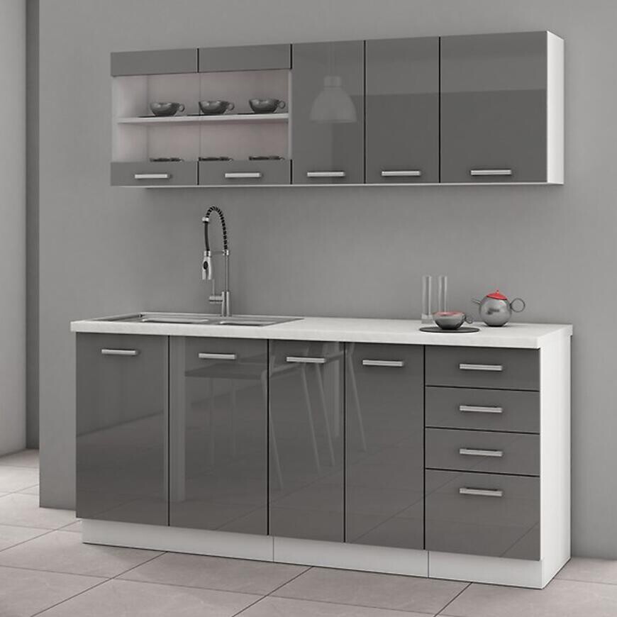 Kuchynská linka Sonia sivá/lesk 180 s doskou