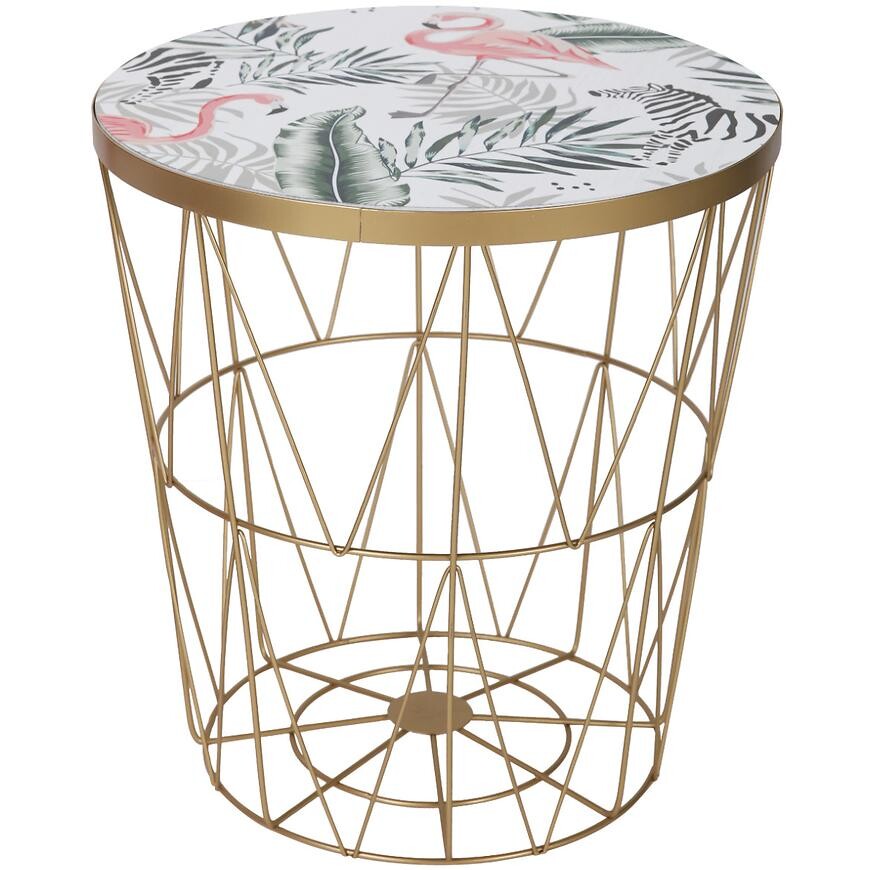 Konferenčný stolík Flamingo zlatý/plameniak