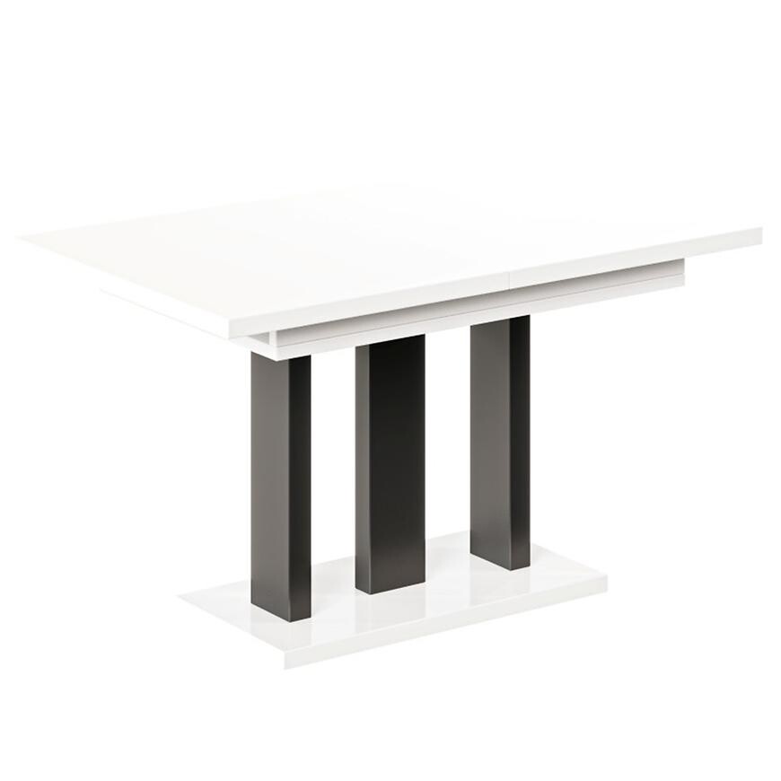 Rozkladací stôl Appia Mat čierne nohy 130/210x80cm Biely lesk