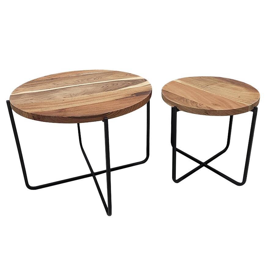 Súprava stolíkov Bristol akácia/čierna