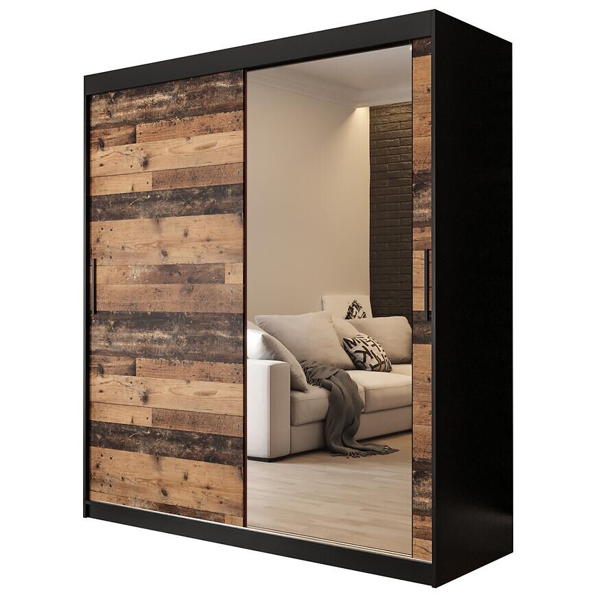 Skriňa Old Wood T2 180 Čierna/Old Style/zkadlo